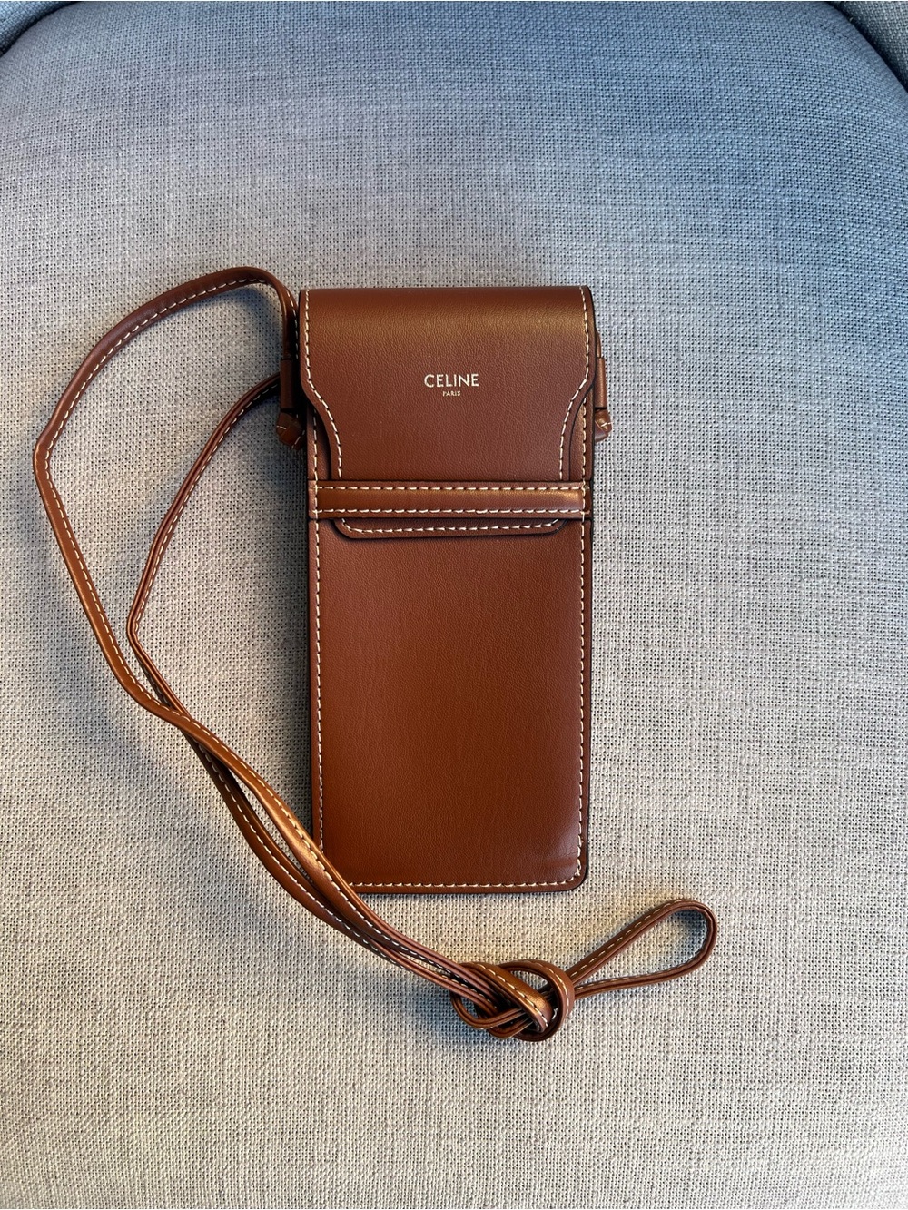 Celine Calfskin Sunglasses or Phone Pouch With Flap Tan